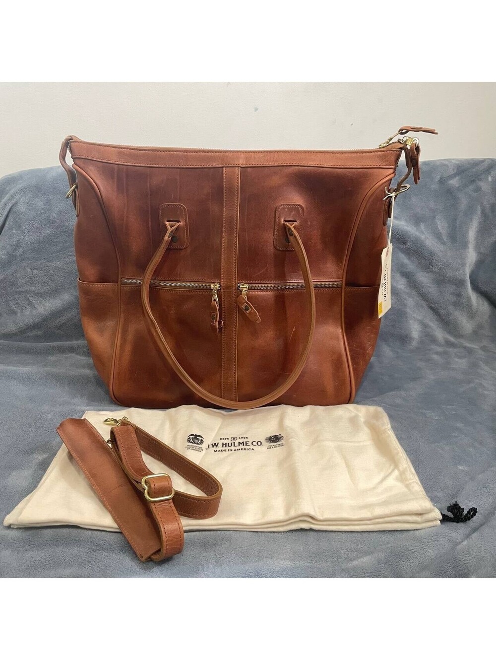 J.W. Hulme Co Excursion Weekender Tote Heritage Leather USA Shoulder Bag + Strap